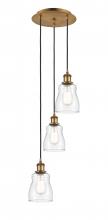  113B-3P-BB-G392 - Ellery - 3 Light - 12 inch - Brushed Brass - Cord Hung - Multi Pendant