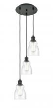  113B-3P-BK-G394 - Ellery - 3 Light - 12 inch - Matte Black - Cord Hung - Multi Pendant