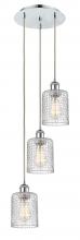  113B-3P-PC-G112C-5CL - Cobbleskill - 3 Light - 12 inch - Polished Chrome - Cord Hung - Multi Pendant