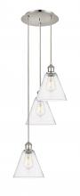  113B-3P-PN-GBC-84 - Berkshire - 3 Light - 15 inch - Polished Nickel - Cord Hung - Multi Pendant