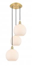  113B-3P-SG-G121-10 - Athens - 3 Light - 17 inch - Satin Gold - Cord Hung - Multi Pendant