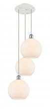  113B-3P-WPC-G121-10 - Athens - 3 Light - 17 inch - White Polished Chrome - Cord Hung - Multi Pendant