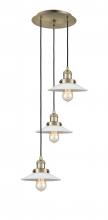  113F-3P-AB-G1 - Halophane - 3 Light - 16 inch - Antique Brass - Cord hung - Multi Pendant