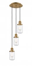 Innovations Lighting 113F-3P-BB-G312 - Dover - 3 Light - 11 inch - Brushed Brass - Cord hung - Multi Pendant