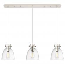  123-410-1PS-PN-G412-8CL - Newton Bell - 3 Light - 40 inch - Polished Nickel - Linear Pendant