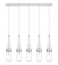  125-452-1P-PN-G452-4CL - Milan - 5 Light - 36 inch - Polished Nickel - Linear Pendant