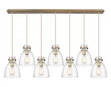 Innovations Lighting 127-410-1PS-BB-G412-8SDY - Newton Bell - 7 Light - 52 inch - Brushed Brass - Linear Pendant