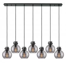 Innovations Lighting 127-410-1PS-BK-G410-8SM - Newton Sphere - 7 Light - 52 inch - Matte Black - Cord hung - Linear Pendant