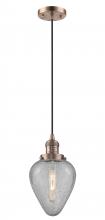 Innovations Lighting 201C-AC-G165-LED - Geneseo - 1 Light - 7 inch - Antique Copper - Cord hung - Mini Pendant