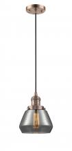 Innovations Lighting 201C-AC-G173 - Fulton - 1 Light - 7 inch - Antique Copper - Cord hung - Mini Pendant