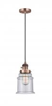  201CSW-AC-G184-LED - Canton - 1 Light - 6 inch - Antique Copper - Cord hung - Mini Pendant