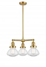 Innovations Lighting 207-SG-G322 - Olean - 3 Light - 19 inch - Satin Gold - Stem Hung - Chandelier