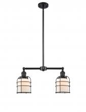  209-BK-G51-CE - Bell Cage - 2 Light - 21 inch - Matte Black - Stem Hung - Island Light