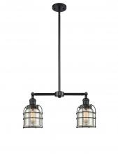 Innovations Lighting 209-BK-G58-CE - Bell Cage - 2 Light - 21 inch - Matte Black - Stem Hung - Island Light