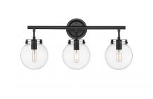  351-3W-BK-CL - Span - 3 Light - 25 inch - Matte Black - Bath Vanity Light