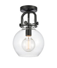 Innovations Lighting 410-1F-BK-8CL-LED - Newton Sphere - 1 Light - 8 inch - Matte Black - Flush Mount