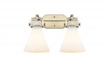  410-2W-BB-G411-7WH - Newton Cone - 2 Light - 17 inch - Brushed Brass - Bath Vanity Light