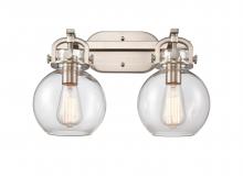 Innovations Lighting 410-2W-SN-G410-7CL - Newton Sphere - 2 Light - 17 inch - Satin Nickel - Bath Vanity Light