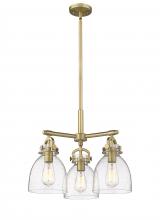  410-3CR-BB-G412-7SDY - Newton Bell - 3 Light - 21 inch - Brushed Brass - Pendant