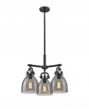  410-3CR-BK-G412-7SM - Newton Bell - 3 Light - 21 inch - Matte Black - Pendant