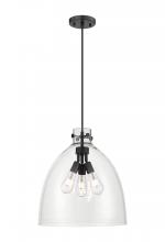  410-3PL-BK-G412-18CL - Newton Bell - 3 Light - 18 inch - Matte Black - Cord hung - Pendant