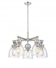  410-5CR-PN-G412-7SDY - Newton Bell - 5 Light - 26 inch - Polished Nickel - Chandelier