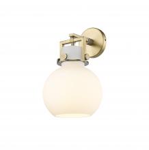 Innovations Lighting 411-1W-BB-G410-8WH - Newton Sphere - 1 Light - 8 inch - Brushed Brass - Sconce