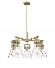 Innovations Lighting 411-5CR-BB-G411-7CL - Newton Cone - 5 Light - 26 inch - Brushed Brass - Chandelier