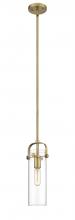 Innovations Lighting 423-1S-BB-G423-12CL - Pilaster II Cylinder - 1 Light - 12 inch Long Glass - Brushed Brass - Pendant