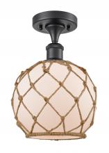 Innovations Lighting 516-1C-BK-G121-8RB - Farmhouse Rope - 1 Light - 8 inch - Matte Black - Semi-Flush Mount