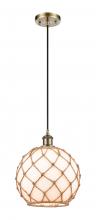 Innovations Lighting 516-1P-AB-G121-10RB - Farmhouse Rope - 1 Light - 10 inch - Antique Brass - Cord hung - Mini Pendant