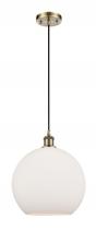  516-1P-AB-G121-12-LED - Athens - 1 Light - 12 inch - Antique Brass - Cord hung - Mini Pendant