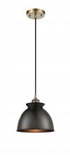  516-1P-AB-M14-BK - Adirondack - 1 Light - 8 inch - Antique Brass - Cord hung - Mini Pendant