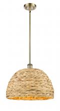 Innovations Lighting 516-1S-AB-RBD-16-NAT - Woven Rattan - 1 Light - 16 inch - Antique Brass - Mini Pendant