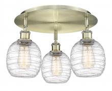  516-3C-AB-G1013 - Belfast - 3 Light - 18 inch - Antique Brass - Flush Mount