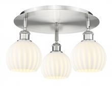  516-3C-SN-G1217-6WV - White Venetian - 3 Light - 18 inch - Satin Nickel - Flush Mount