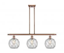  516-3I-AC-G122-8RW - Farmhouse Rope - 3 Light - 36 inch - Antique Copper - Cord hung - Island Light