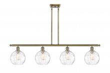  516-4I-AB-G1215-8-LED - Athens Water Glass - 4 Light - 48 inch - Antique Brass - Cord hung - Island Light