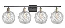  516-4W-BAB-G122-8RW - Farmhouse Rope - 4 Light - 38 inch - Black Antique Brass - Bath Vanity Light