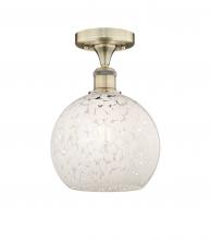 Innovations Lighting 616-1F-AB-G1216-8WM - White Mouchette - 1 Light - 8 inch - Antique Brass - Semi-Flush Mount