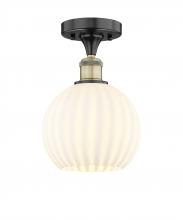 Innovations Lighting 616-1F-BAB-G1217-8WV - White Venetian - 1 Light - 8 inch - Black Antique Brass - Semi-Flush Mount