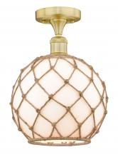  616-1F-SG-G121-10RB - Farmhouse Rope - 1 Light - 10 inch - Satin Gold - Semi-Flush Mount