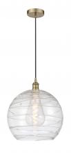  616-1P-AB-G1213-14 - Athens Deco Swirl - 1 Light - 14 inch - Antique Brass - Cord hung - Pendant