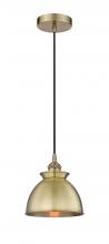 Innovations Lighting 616-1P-AB-M14-AB - Adirondack - 1 Light - 8 inch - Antique Brass - Cord hung - Mini Pendant