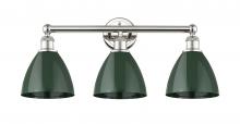  616-3W-PN-MBD-75-GR - Plymouth - 3 Light - 26 inch - Polished Nickel - Bath Vanity Light