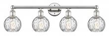  616-4W-PN-G1215-6 - Athens Water Glass - 4 Light - 33 inch - Polished Nickel - Bath Vanity Light