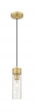  617-1P-BB-G617-8DE - Boreas - 1 Light - 3 inch - Brushed Brass - Cord Hung - Mini Pendant