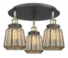  916-3C-BAB-G146 - Chatham - 3 Light - 19 inch - Black Antique Brass - Flush Mount