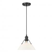 Golden 3306-M BLK-OP - Orwell BLK Medium Pendant - 10" in Matte Black with Opal Glass