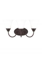 Generation Lighting 44807EN3-710 - Holman traditional 3-light LED indoor dimmable bath vanity wall sconce in bronze finish with satin e